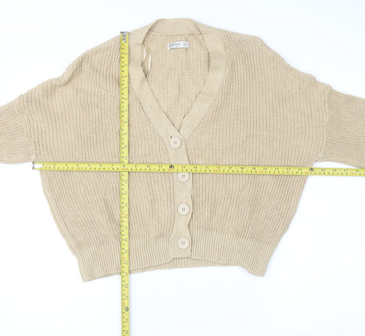Womens UK Size 8 Stradivarius Beige Cardigan Jumper