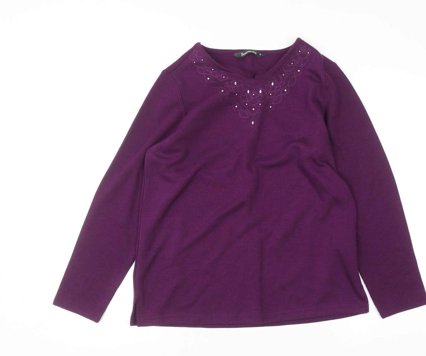 Womens UK Size S Bonmarché Purple Basic T-Shirt