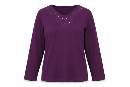 Womens UK Size S Bonmarché Purple Basic T-Shirt