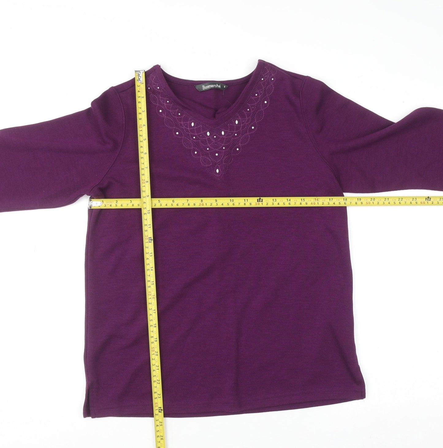 Womens UK Size S Bonmarché Purple Basic T-Shirt