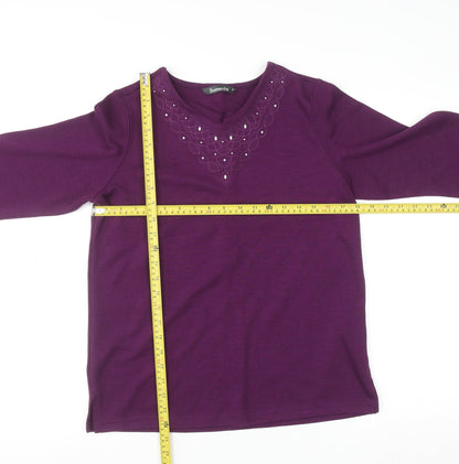 Womens UK Size S Bonmarché Purple Basic T-Shirt