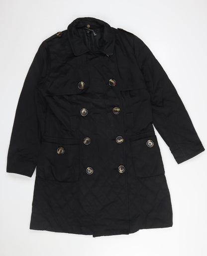 Womens UK Size 16 Marks and Spencer Black Quilted Coat