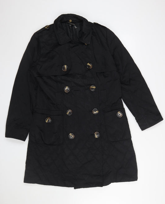 Womens UK Size 16 Marks and Spencer Black Quilted Coat