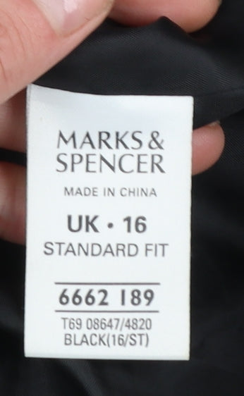 Womens UK Size 16 Marks and Spencer Black Quilted Coat