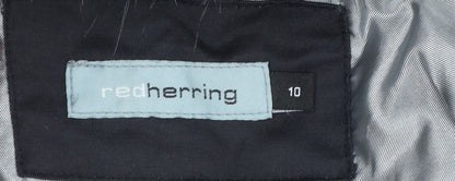 Red Herring Women's Black Faux Fur Hooded Parka Jacket Size 10