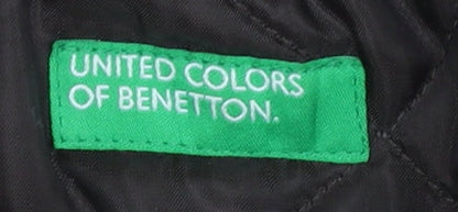 United Colors of Benetton Boys Brown Plaid Wool Blend Coat 3-4 Years