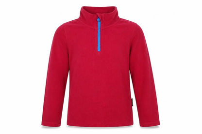 Front view of Portwest girls’ red fleece 1/4 zip pullover sweatshirt 9-10 years