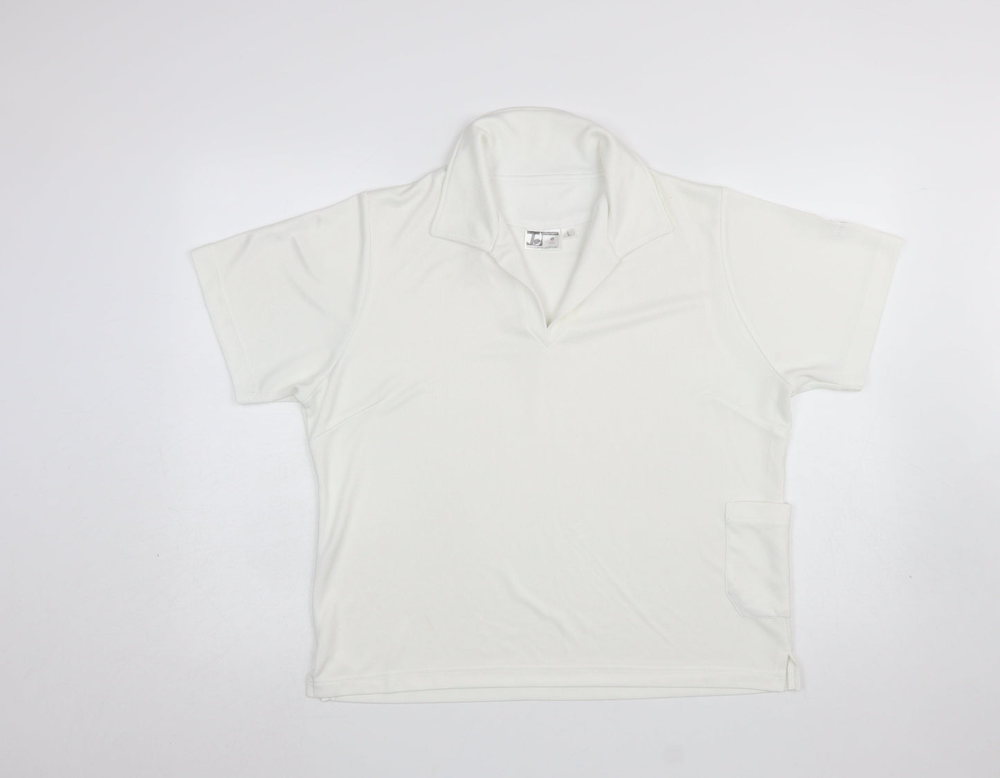 Womens UK Size L Thomas Taylor White Basic Polo