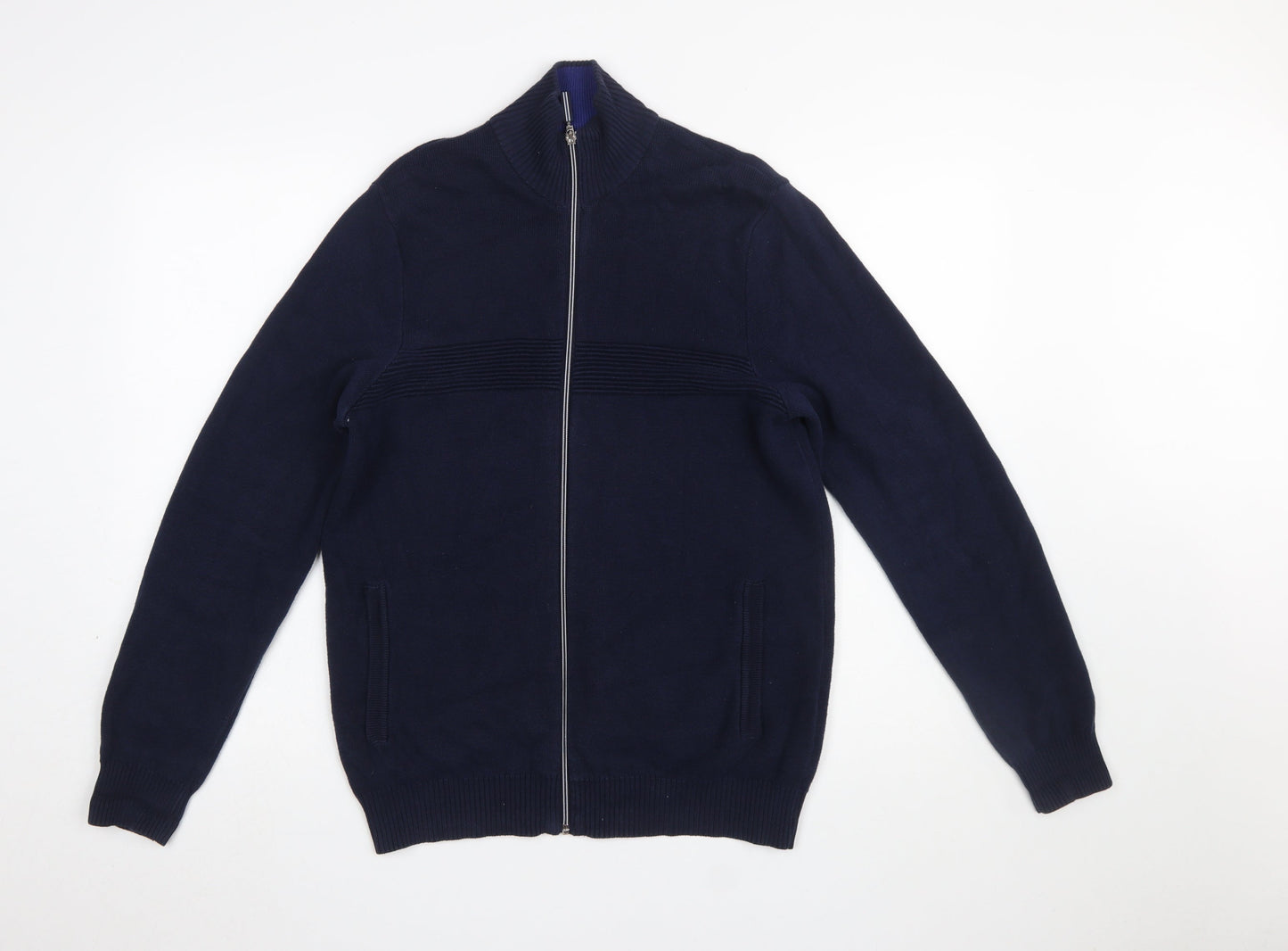 Mens UK Size M Marks and Spencer Blue Full Zip Jumper