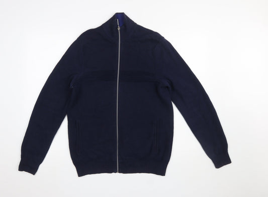 Mens UK Size M Marks and Spencer Blue Full Zip Jumper