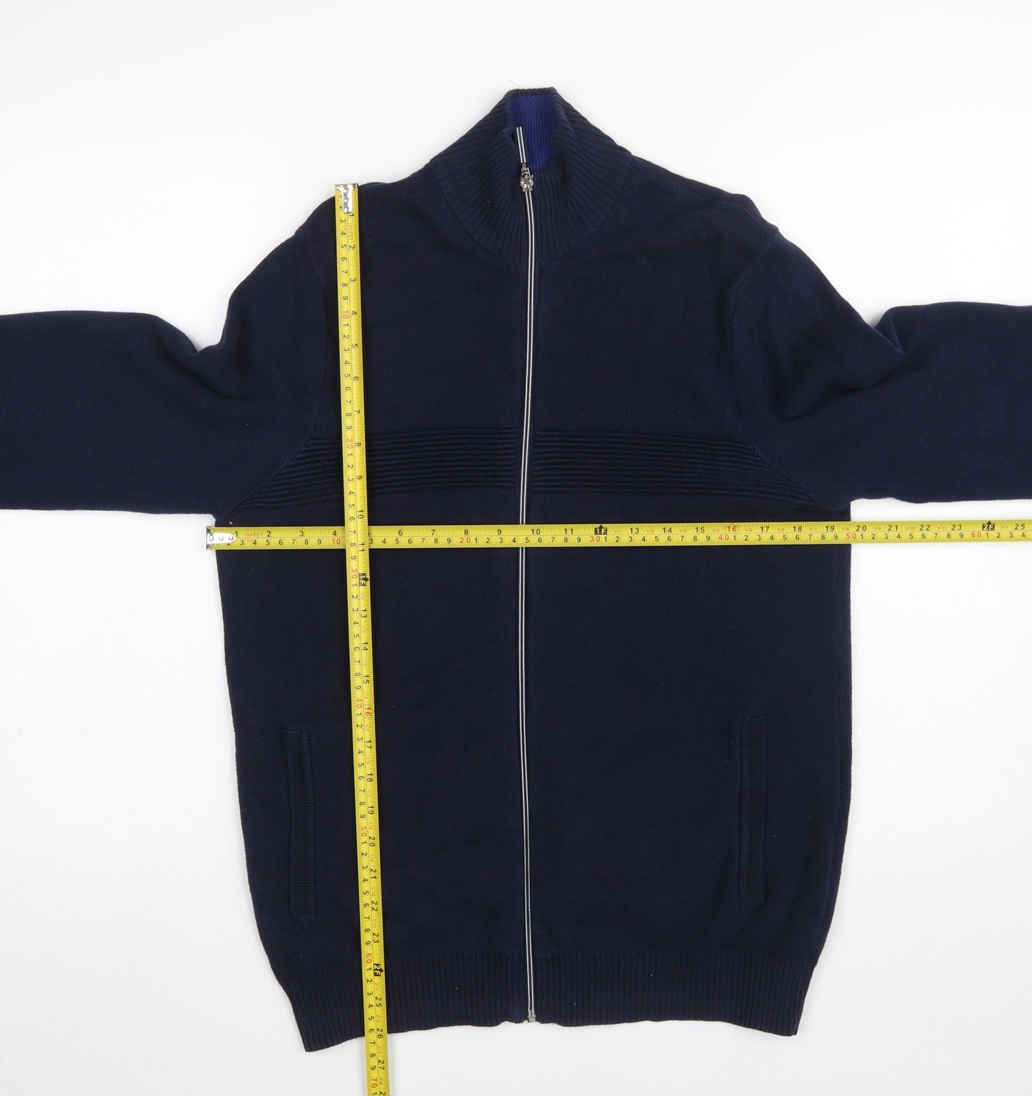 Mens UK Size M Marks and Spencer Blue Full Zip Jumper