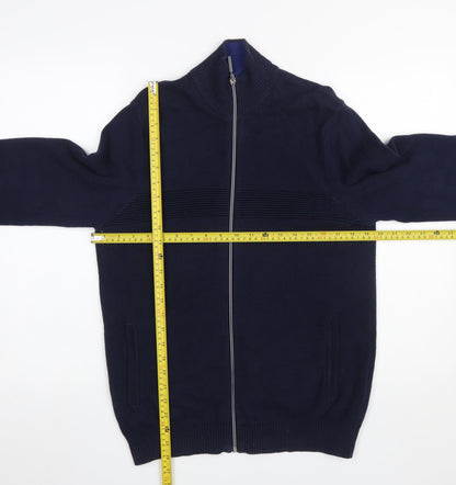 Mens UK Size M Marks and Spencer Blue Full Zip Jumper
