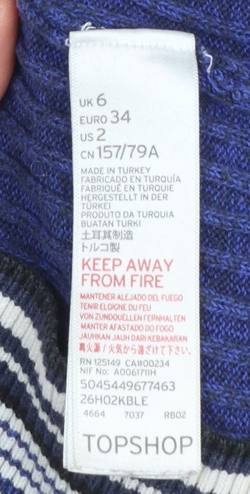 Womens UK Size 6 Topshop Blue Pullover Jumper