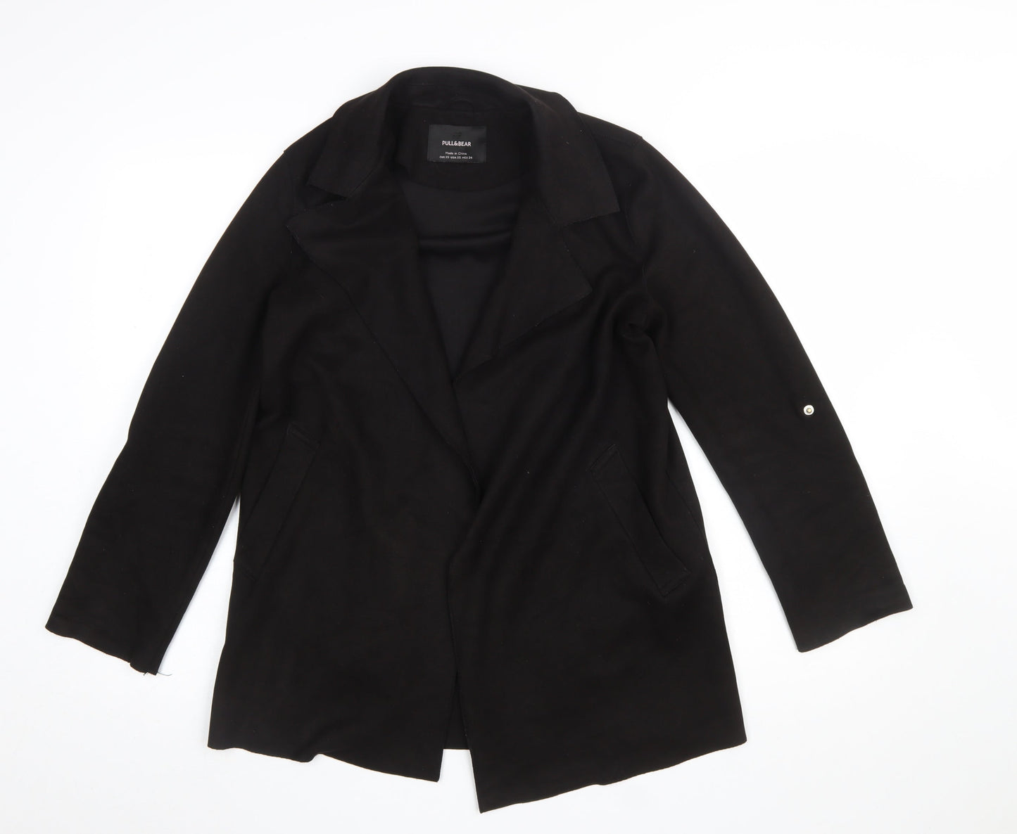 Womens UK Size XS Pull&Bear Black Overcoat