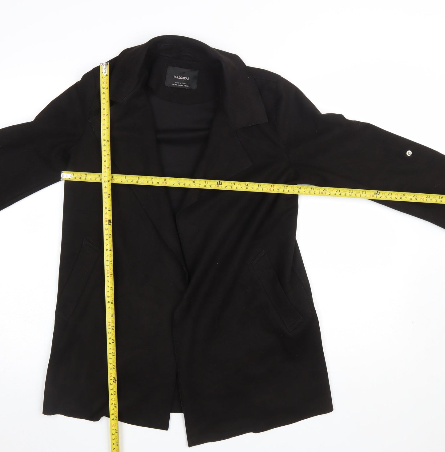 Womens UK Size XS Pull&Bear Black Overcoat
