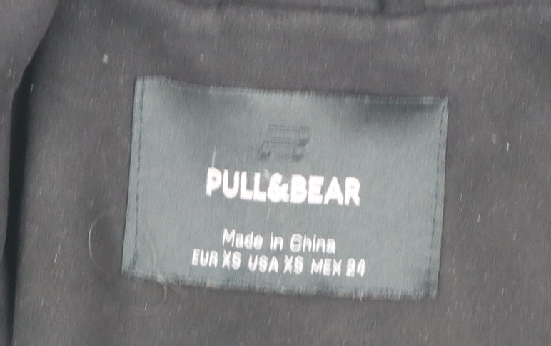Womens UK Size XS Pull&Bear Black Overcoat