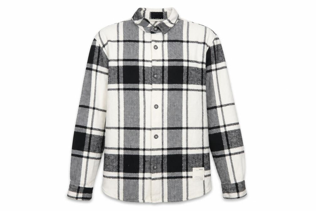 Pull & Bear Men's Black White Check Long Sleeve Button-Up Shirt L
