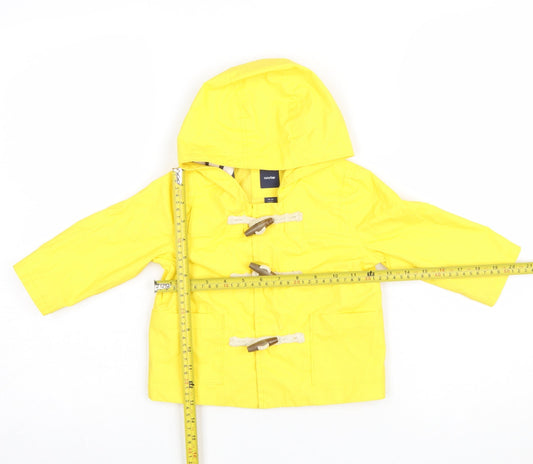 babyGap Unisex Yellow Hooded Duffle Coat 18-24 Months Water Resistant Jacket
