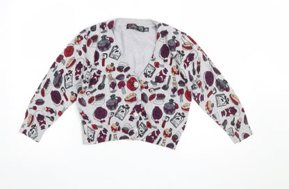 Girls UK Size S Lipstick Boutique Grey Cardigan Jumper
