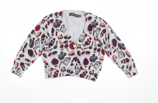 Girls UK Size S Lipstick Boutique Grey Cardigan Jumper