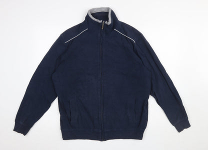 Mens UK Size L CASA MODA Blue Full Zip Sweatshirt