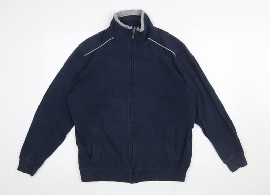 Mens UK Size L CASA MODA Blue Full Zip Sweatshirt