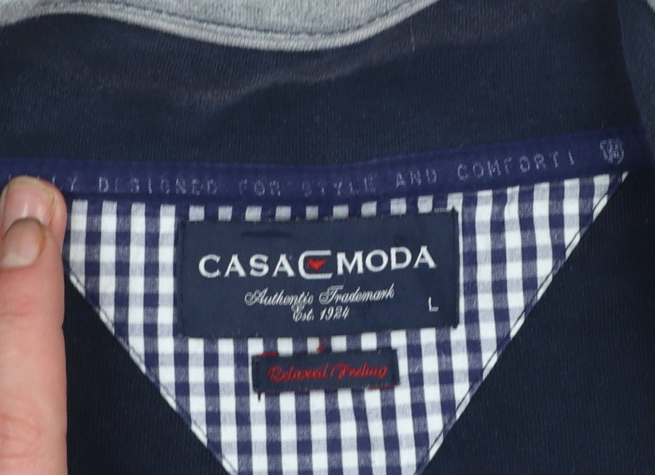 Mens UK Size L CASA MODA Blue Full Zip Sweatshirt