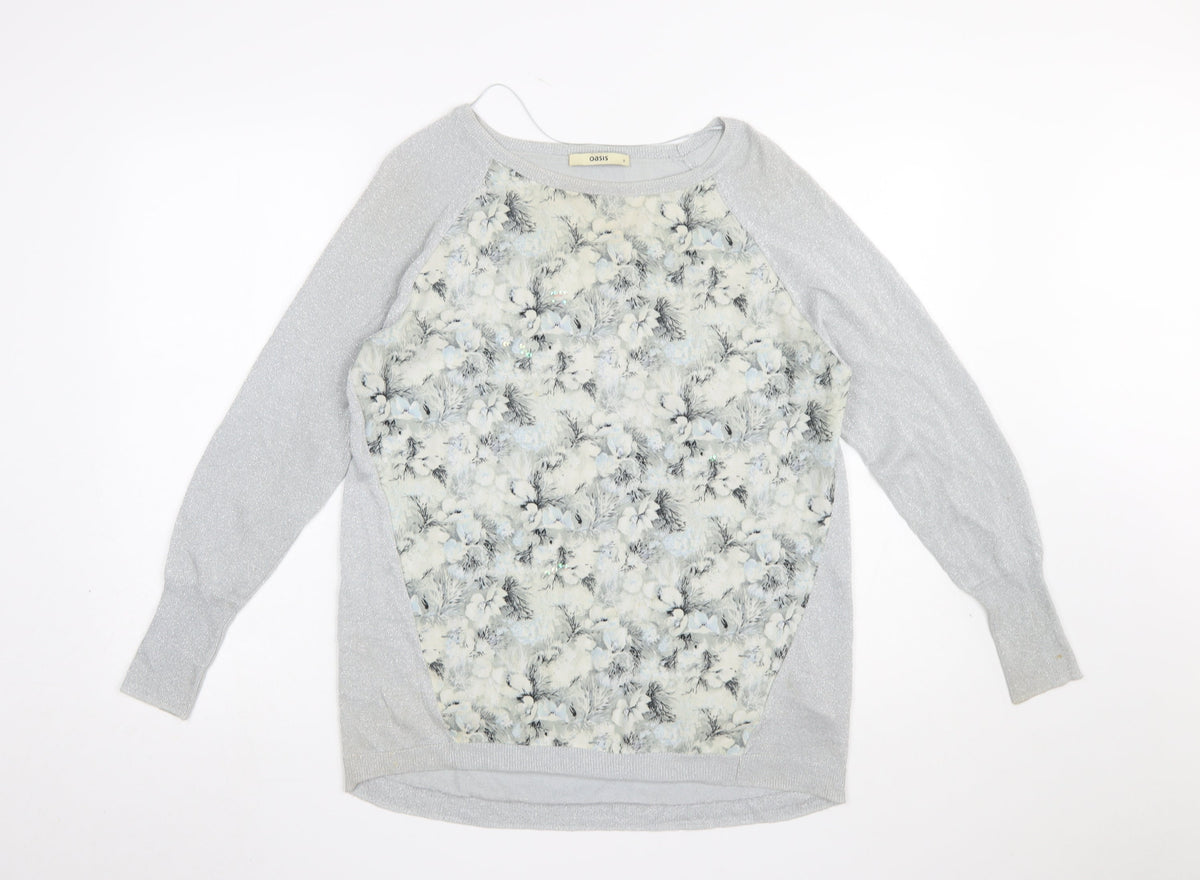 Womens UK Size S Oasis Grey Pullover Jumper