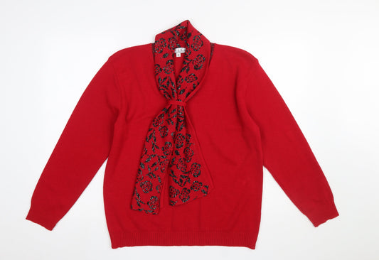 Womens UK Size M Pure & Natural Red Pullover Jumper