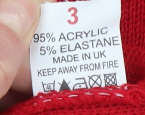 Womens UK Size M Pure & Natural Red Pullover Jumper