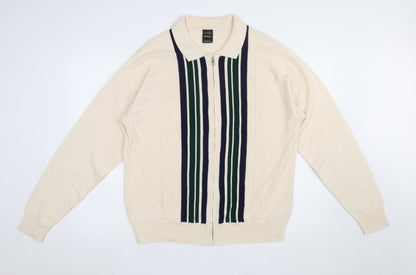 Mens UK Size L iets frans... Beige Full Zip Jumper