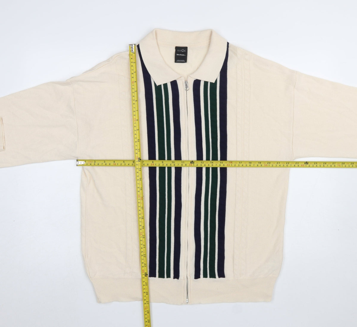 Mens UK Size L iets frans... Beige Full Zip Jumper