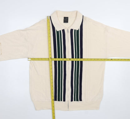 Mens UK Size L iets frans... Beige Full Zip Jumper