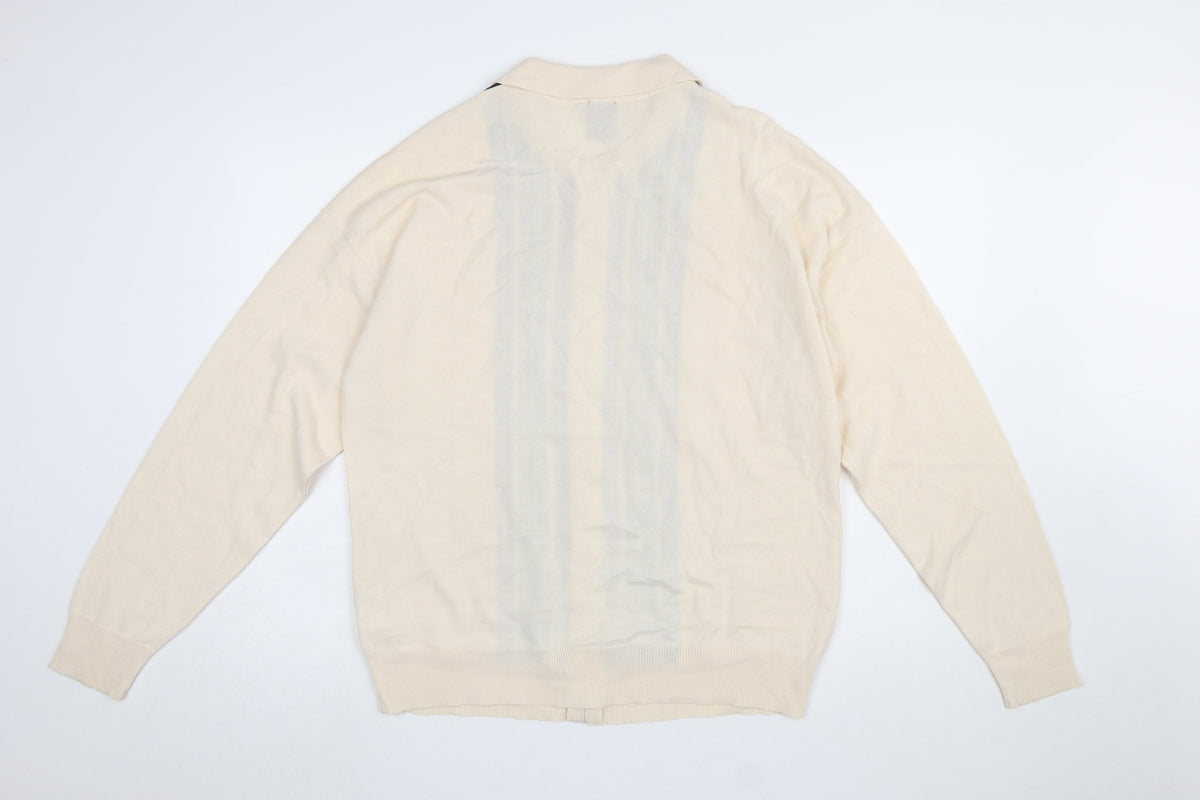 Mens UK Size L iets frans... Beige Full Zip Jumper