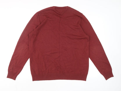 Mens UK Size L Enzo Milano Red Pullover Jumper