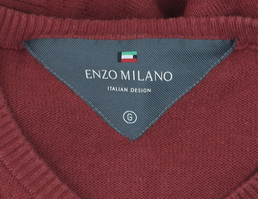 Mens UK Size L Enzo Milano Red Pullover Jumper