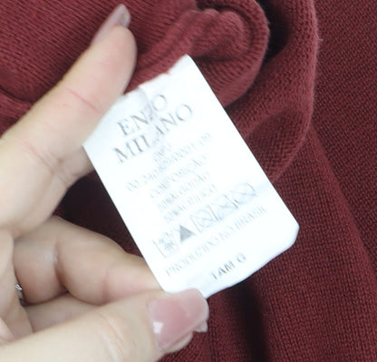 Mens UK Size L Enzo Milano Red Pullover Jumper