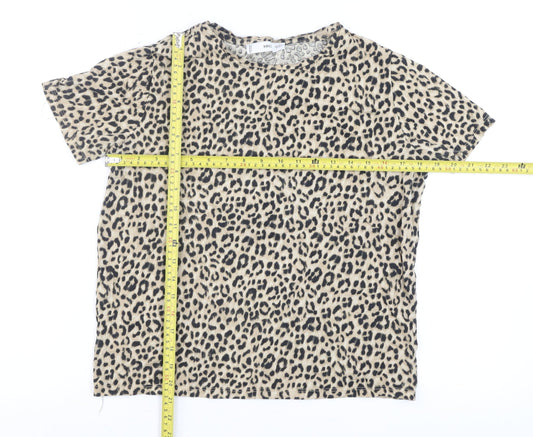 Womens UK Size 12 MNG Beige Basic T-Shirt