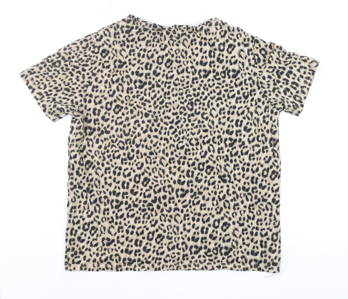 Womens UK Size 12 MNG Beige Basic T-Shirt