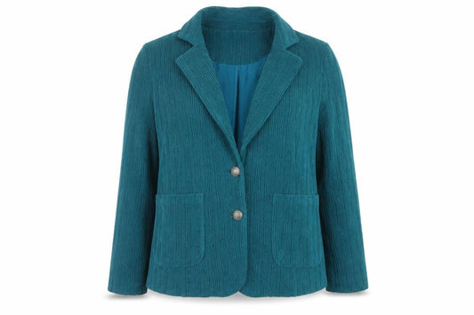 Klass Women Blue Size 10 Textured Knit Button Blazer Jacket