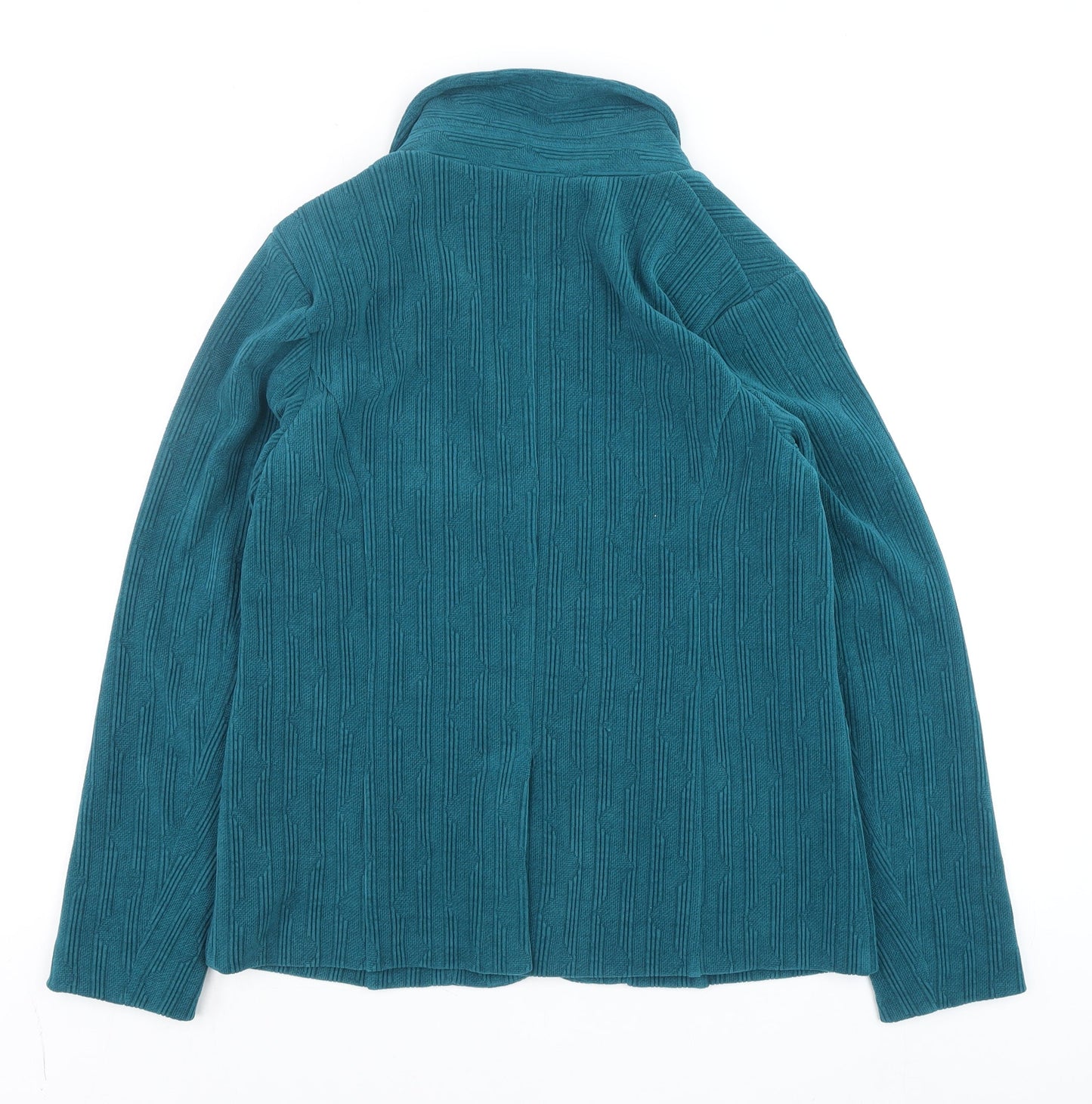 Klass Women Blue Size 10 Textured Knit Button Blazer Jacket
