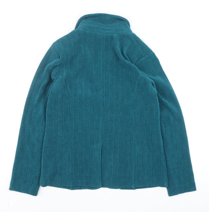 Klass Women Blue Size 10 Textured Knit Button Blazer Jacket
