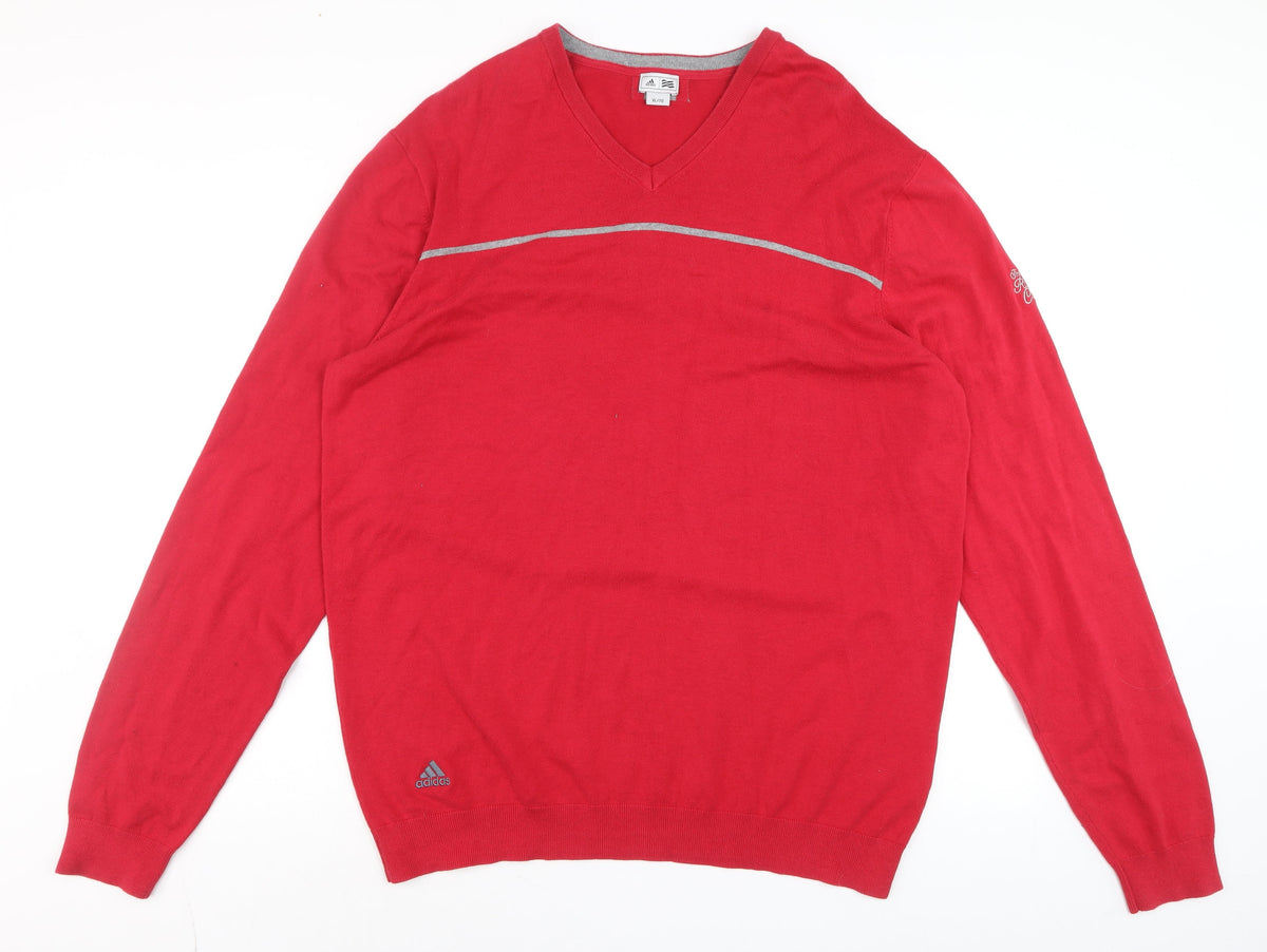 Mens UK Size XL adidas Red Pullover Jumper