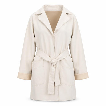 Womens UK Size 12 Bershka Beige Trench Coat