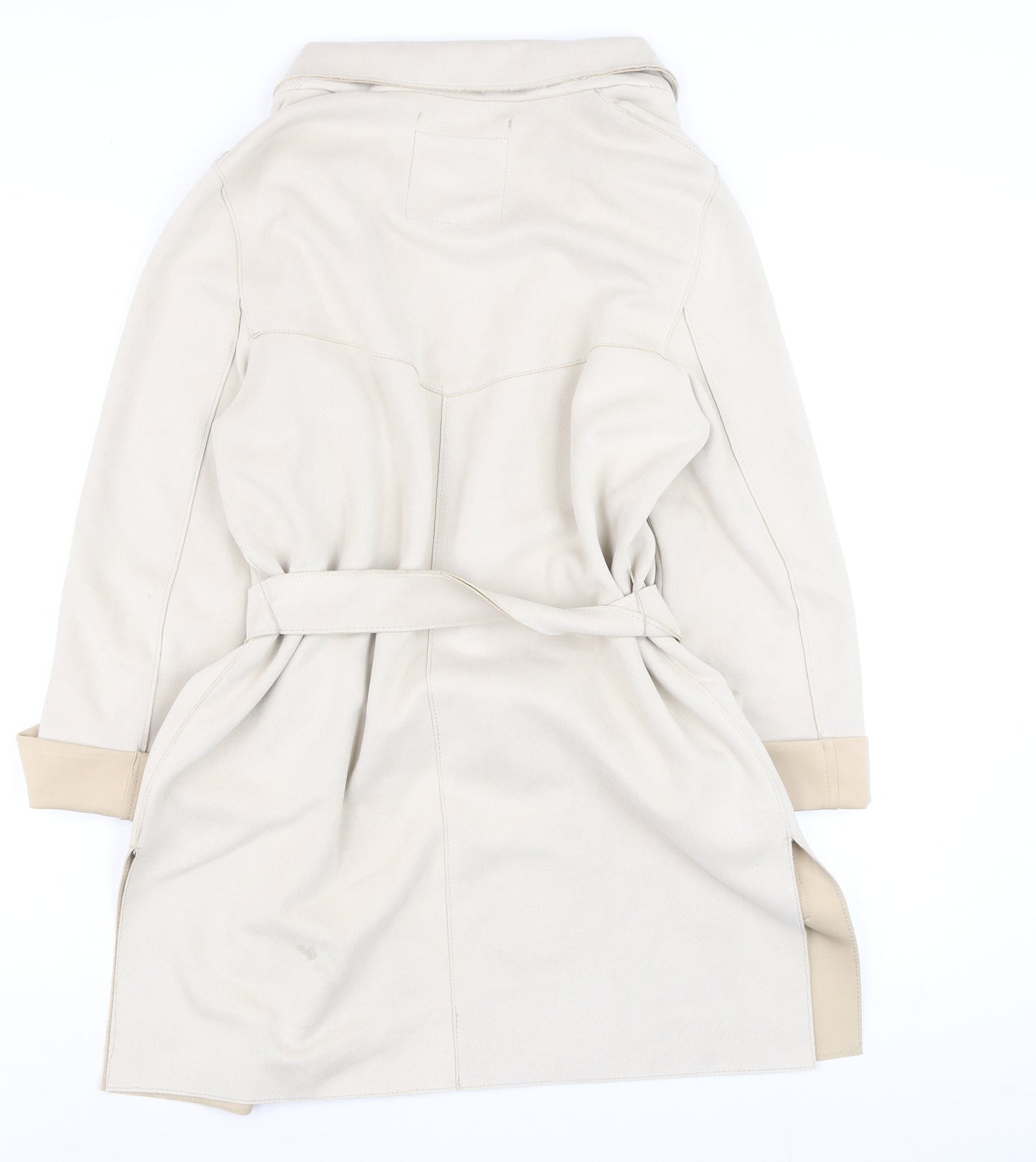 Womens UK Size 12 Bershka Beige Trench Coat
