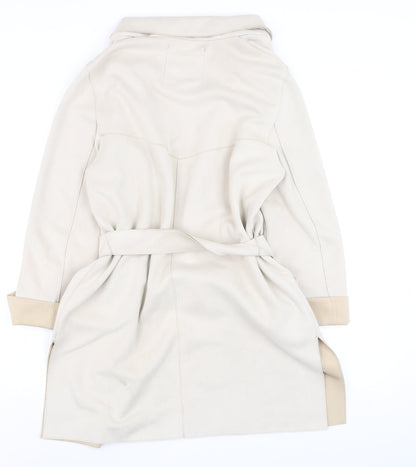 Womens UK Size 12 Bershka Beige Trench Coat