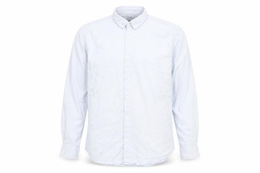Marfinno Men's Light Blue Cotton Button-Up Long Sleeve Shirt L Relaxed Fit