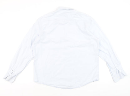 Marfinno Men's Light Blue Cotton Button-Up Long Sleeve Shirt L Relaxed Fit