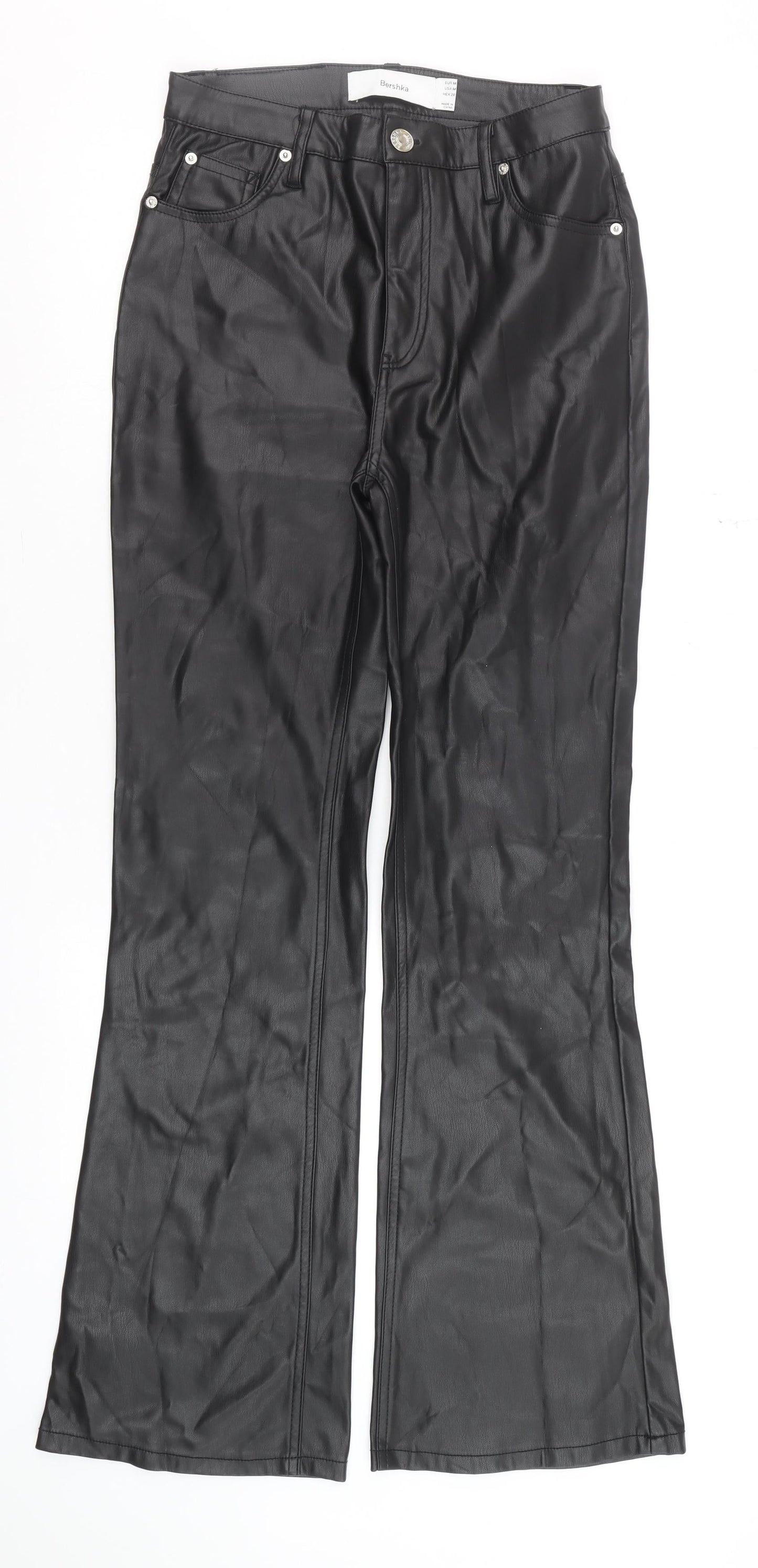 Womens UK Size 12 Bershka Slim Fit Casual Party/Cocktail Night Out Black Trouser