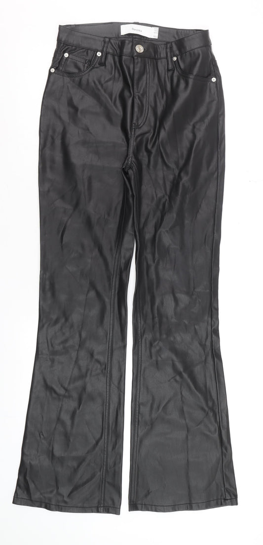 Womens UK Size 12 Bershka Slim Fit Casual Party/Cocktail Night Out Black Trouser